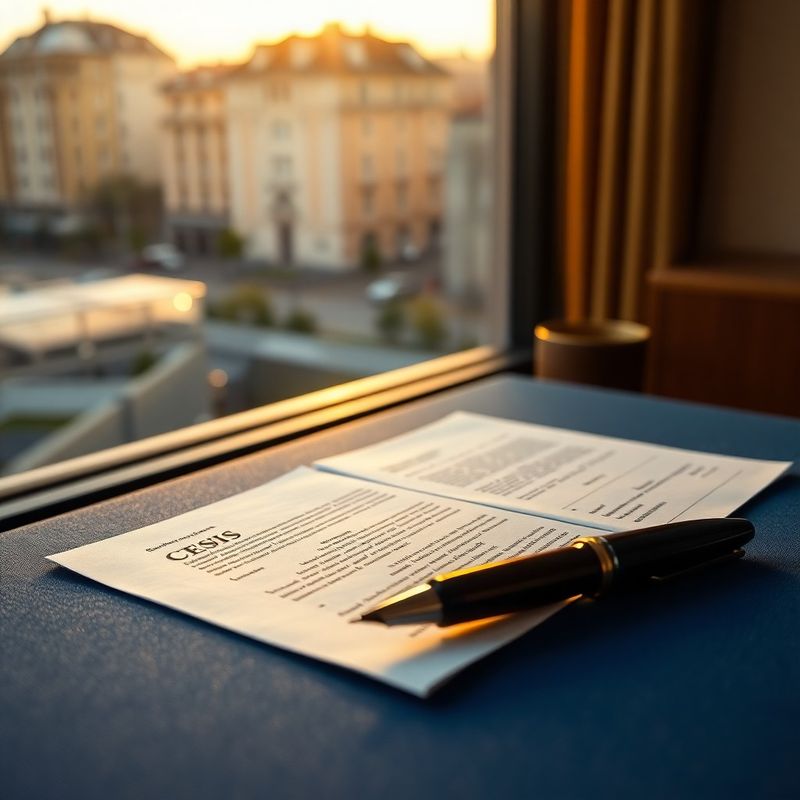 Birou de consultanță fiscală Nou Atelier, document oficial pe birou cu lumină de după-amiază