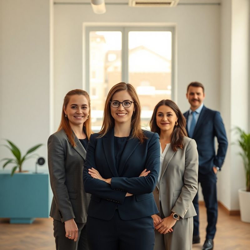 Portret de grup al echipei Nou Atelier într-un birou luminos din Constanța